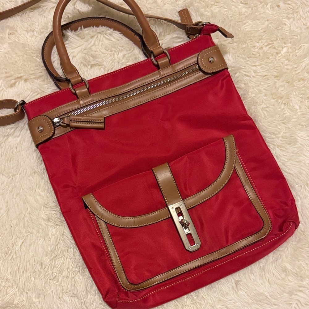 Stylish Red and Tan Women's Bag